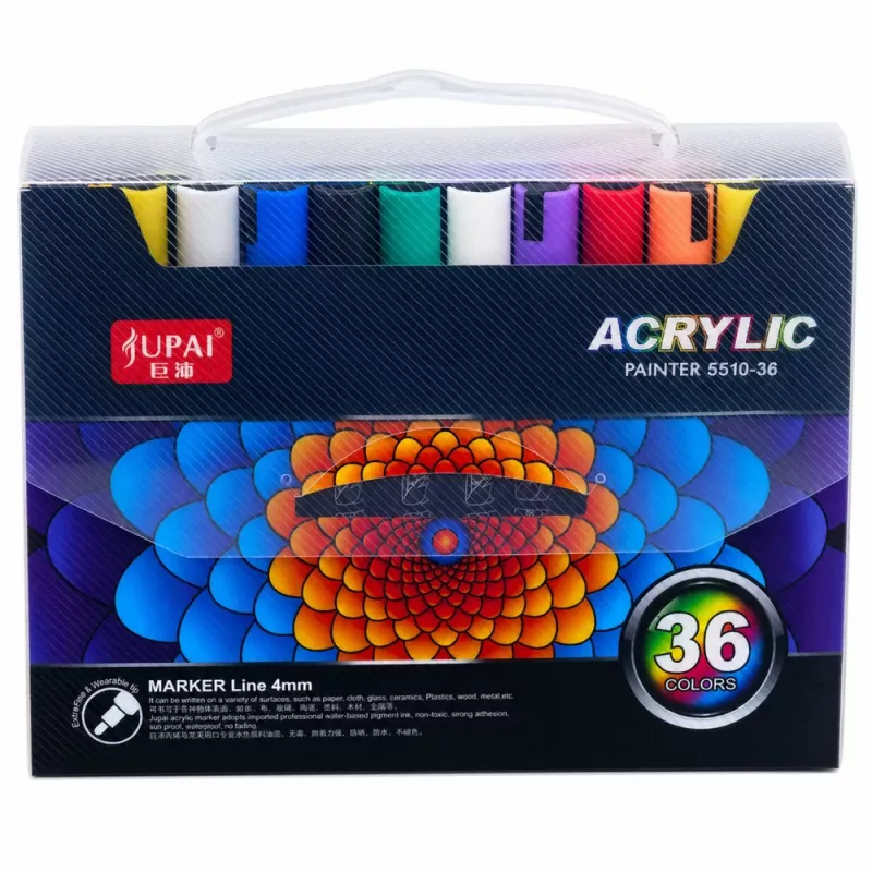 LEAN Set mit 36 Acrylmarkern, Filzstiften, wasserfesten Markern, Etui