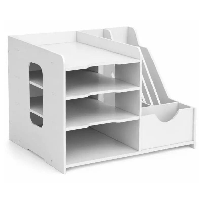 LEAN TOYS Holz-Schreibtisch-Organizer für Ordner Dokumente A4 Weiß