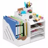 LEAN TOYS Holz-Schreibtisch-Organizer für Ordner Dokumente A4 Weiß
