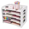 LEAN TOYS Schreibtisch-Organizer aus Holz, Ablagen für A4-Dokumente, Weiß