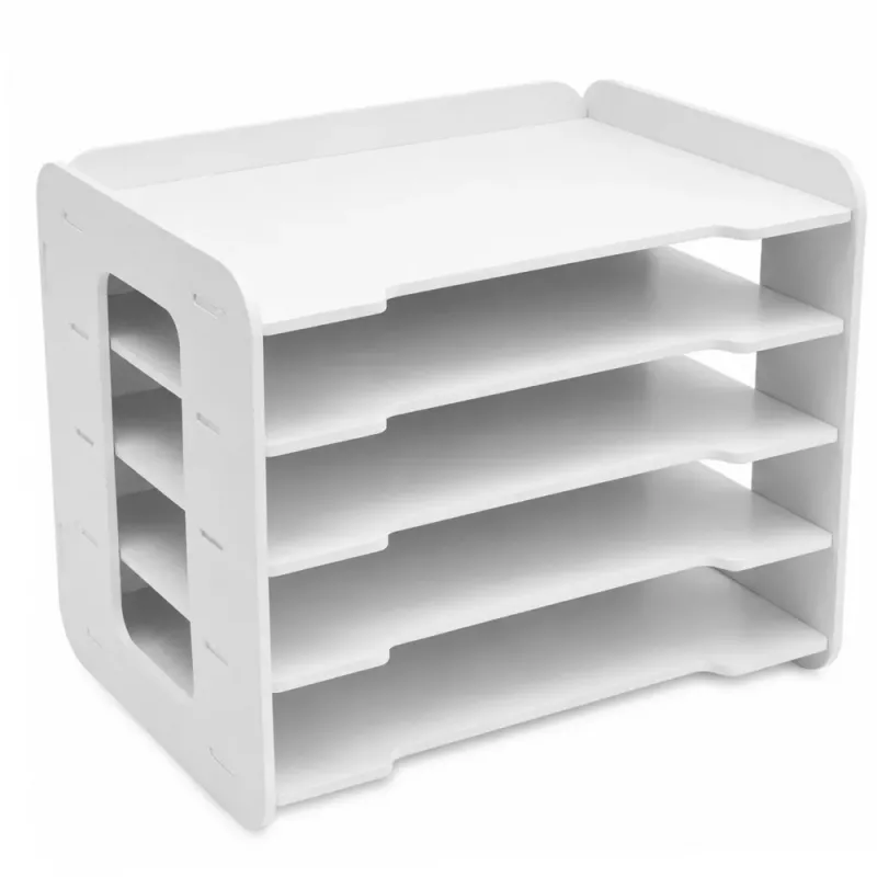 LEAN TOYS Schreibtisch-Organizer aus Holz, Ablagen für A4-Dokumente, Weiß