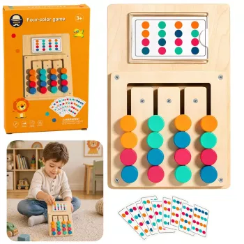 LEAN TOYS Holz-Logikspiel Farbzuordnung Puzzlekarten mit Mustern 12 Stk.