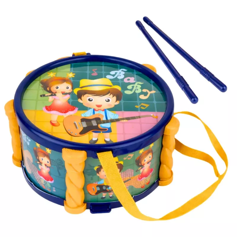 LEAN TOYS Musikinstrumente-Set für Kinder: Trommel, Trompete, Rasseln, Sticks