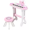 LEAN TOYS Elektronisches Piano-Orgel für Kinder mit Hocker, Mikrofon, MP3 - Pink