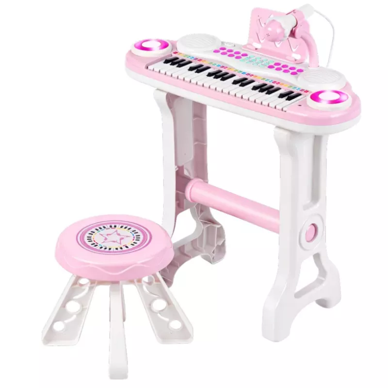 LEAN TOYS Elektronisches Piano-Orgel für Kinder mit Hocker, Mikrofon, MP3 - Pink