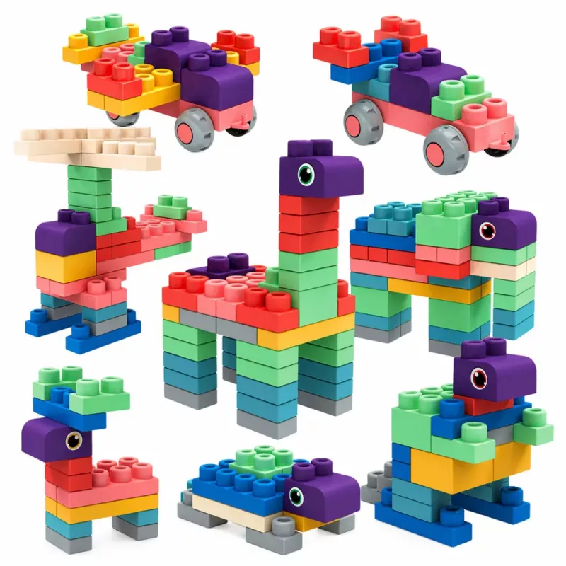 LEAN TOYS Weiche sensorische Silikon-Bausteine bunt 80 Stk.