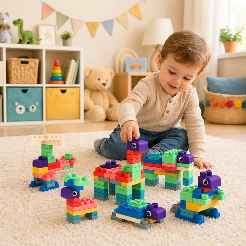 LEAN TOYS Weiche sensorische Silikon-Bausteine bunt 80 Stk.