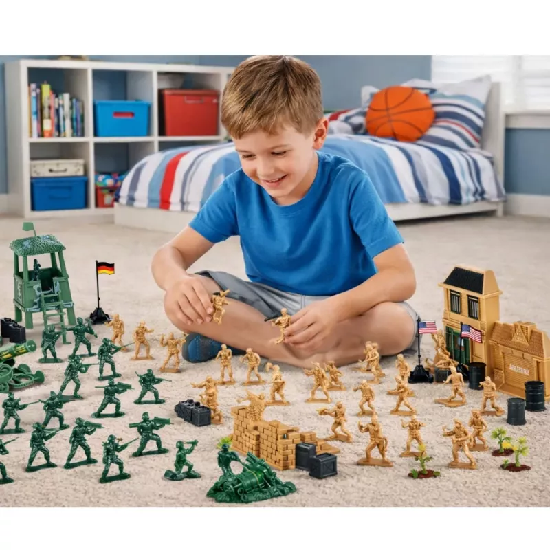 LEAN TOYS Militärbasis Figuren Soldaten Fahrzeuge Großes Militärset 400 Teile
