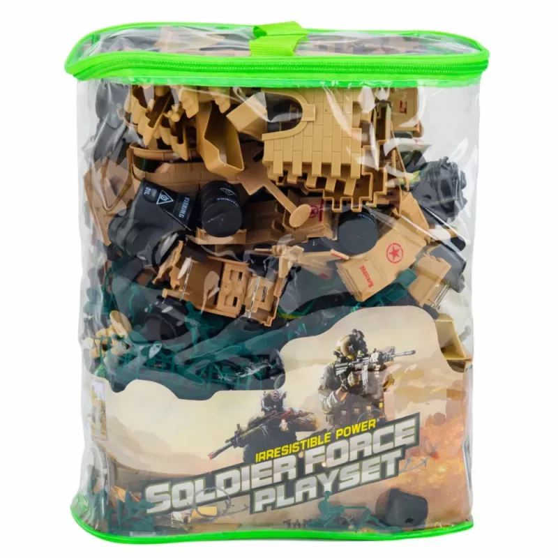 LEAN TOYS Militärbasis Figuren Soldaten Fahrzeuge Großes Militärset 400 Teile