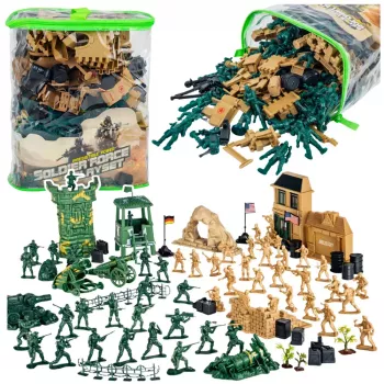 LEAN TOYS Militärbasis Figuren Soldaten Fahrzeuge Großes Militärset 400 Teile