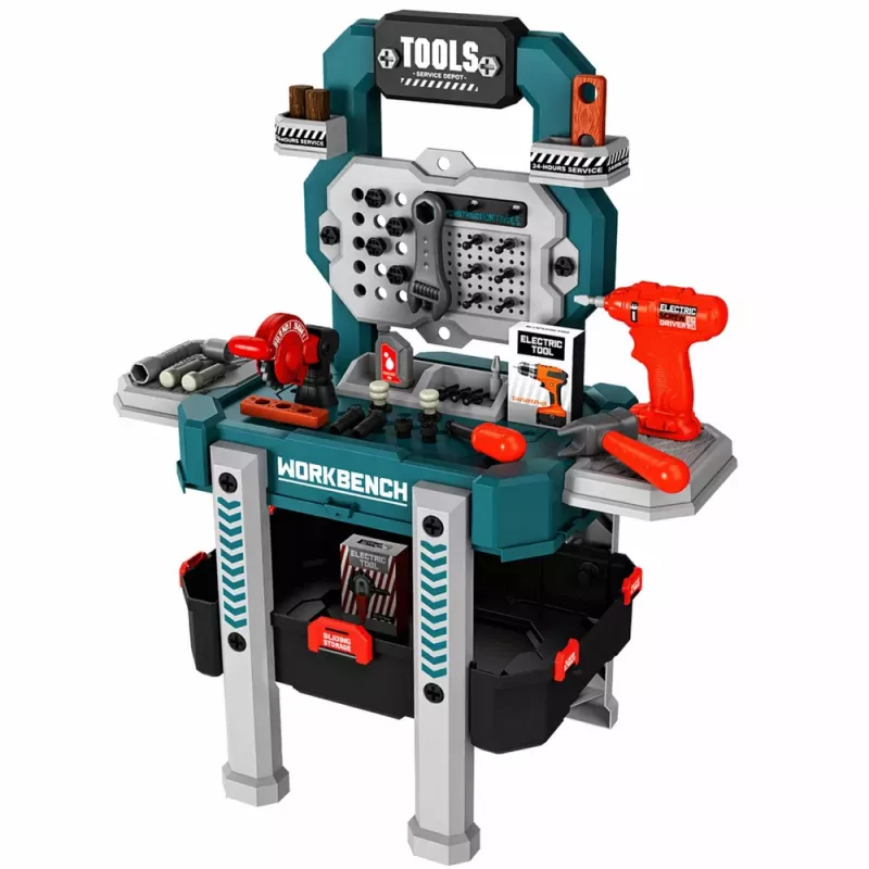 LEAN TOYS DIY Set 2-in-1 Werkbank Koffer Werkstatt Schraubendreher 78 Teile