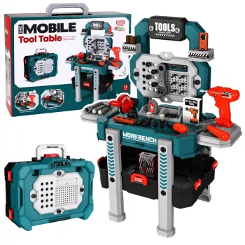 LEAN TOYS DIY Set 2-in-1 Werkbank Koffer Werkstatt Schraubendreher 78 Teile