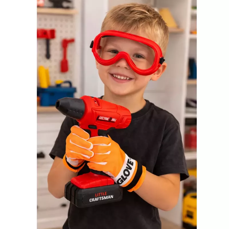 LEAN TOYS Großer Werkzeugsatz für Kinder, batteriebetriebener Schraubendreher, Schleifer, 28 Teile