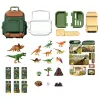 LEAN TOYS Set Dinosaurier im Rucksack, Koffer, Figuren, Lernkarten, Zubehör, 30 Teile