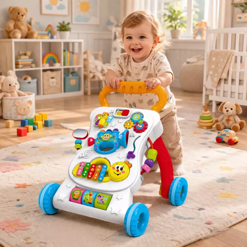 LEAN TOYS Lauflernwagen mit interaktivem Musikpanel 3in1 Sounds