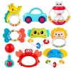 LEAN TOYS Set aus Rasseln, Beißringen und Spielzeug für Kleinkinder, Bunt, Beweglich, 9-teilig
