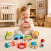 LEAN TOYS Set aus Rasseln, Beißringen und Spielzeug für Kleinkinder, Bunt, Beweglich, 9-teilig