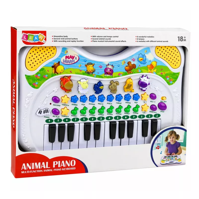 LEAN TOYS Interaktives Lernklavier für Kinder mit Tiergeräuschen und Melodien