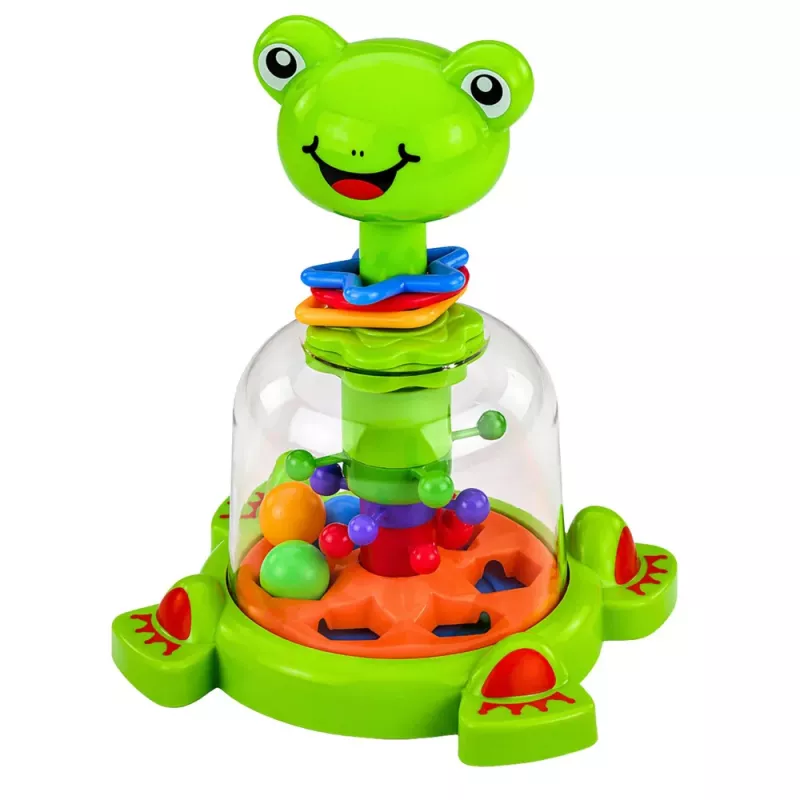 LEAN TOYS Interaktiver Frosch-Spinner mit Drehkugeln für Babys