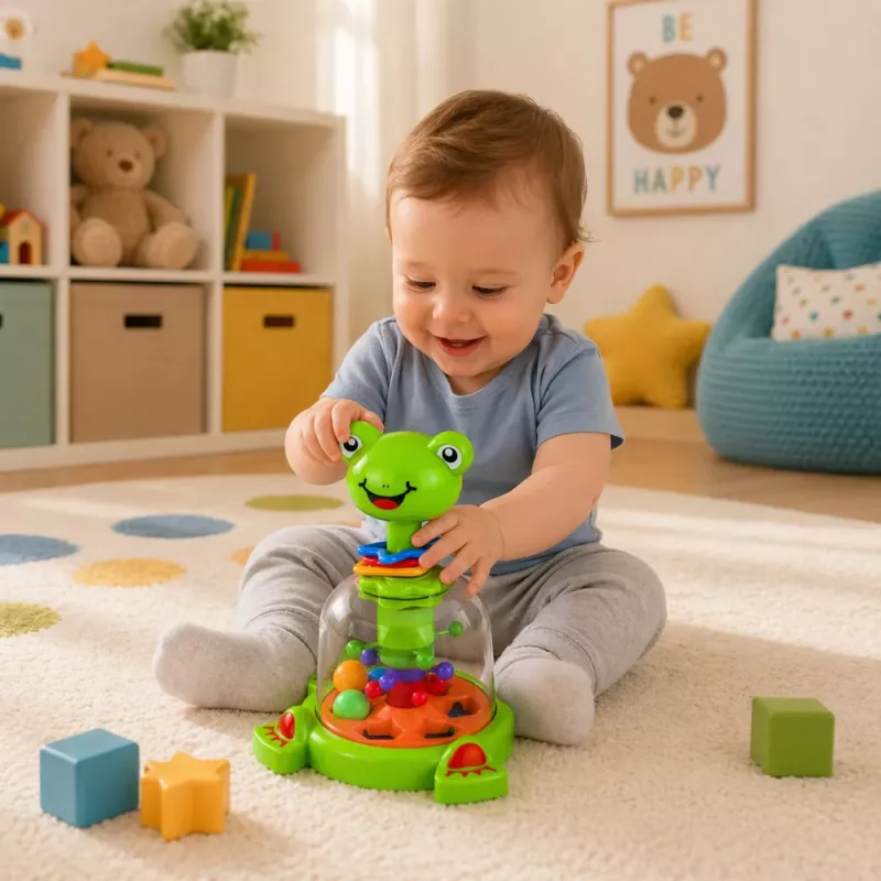 LEAN TOYS Interaktiver Frosch-Spinner mit Drehkugeln für Babys