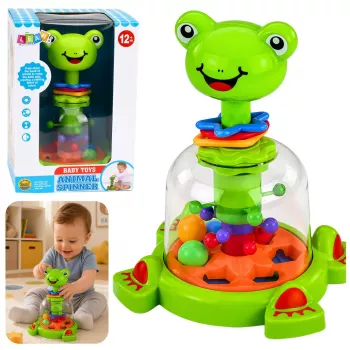 LEAN TOYS Interaktiver Frosch-Spinner mit Drehkugeln für Babys