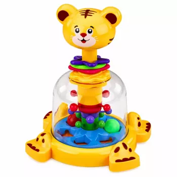 LEAN TOYS Interaktiver Tiger-Katzen-Kreisel mit Kugeln für Babys