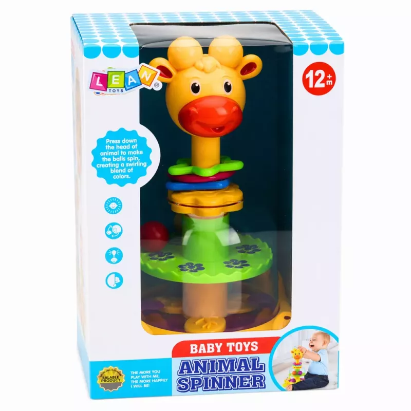 LEAN TOYS Interaktiver Giraffen-Kreisel mit Spinnbällen für Babys
