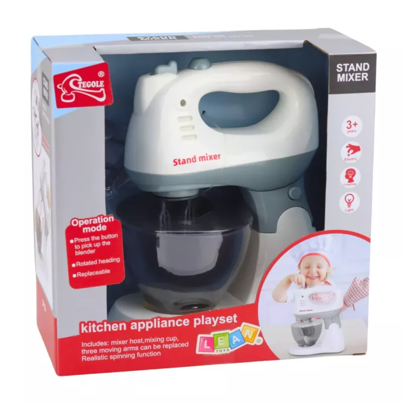 LEAN TOYS Kinder-Küchenroboter mit Ständer und Schüssel, Licht und Sound