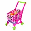 LEAN TOYS Großer Einkaufswagen für Kinder, Lebensmittel, Pink, 52 cm, 46 Teile