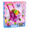 LEAN TOYS Großer Einkaufswagen für Kinder, Lebensmittel, Pink, 52 cm, 46 Teile
