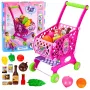 LEAN TOYS Großer Einkaufswagen für Kinder, Lebensmittel, Pink, 52 cm, 46 Teile