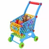 LEAN TOYS Großer Einkaufswagen für Kinder, Lebensmittel, Blau, 52 cm, 46 Teile