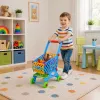 LEAN TOYS Großer Einkaufswagen für Kinder, Lebensmittel, Blau, 52 cm, 46 Teile