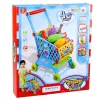 LEAN TOYS Großer Einkaufswagen für Kinder, Lebensmittel, Blau, 52 cm, 46 Teile