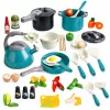 LEAN TOYS Little Chef's Set - Küchentöpfe, Geschirr, Wasserkocher, Türkis, 33 Teile