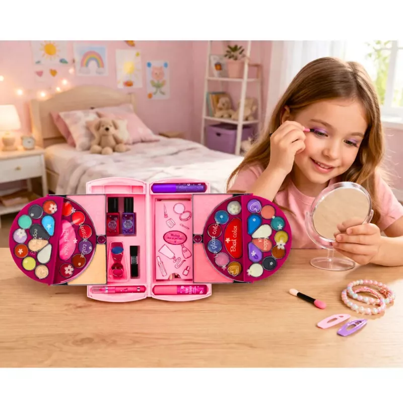 LEAN TOYS Beauty Set für Make-up und Nägel Kosmetik Lidschatten Nagellacke Koffer