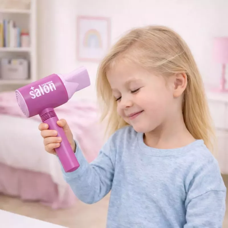 LEAN TOYS Kinder-Friseursalon-Set - Spielzeug-Haartrockner, Spiegel, Kamm & Accessoires - Rollenspiel-Schönheitsset für Kinder ab 3 Jahren