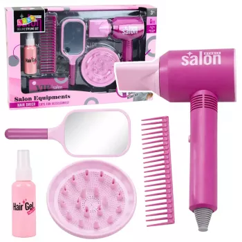 LEAN TOYS Kinder-Friseursalon-Set - Spielzeug-Haartrockner, Spiegel, Kamm & Accessoires - Rollenspiel-Schönheitsset für Kinder ab 3 Jahren