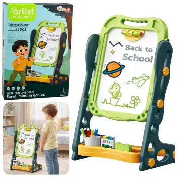 LEAN TOYS Doppelseitige magnetische Kreidetafel, Whiteboard, Grün, 52 Teile