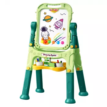 LEAN TOYS Doppelseitige magnetische Whiteboard-Tafel mit Magneten und Kreide, 48 Teile