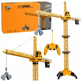 LEAN TOYS Fernbedienung Baukran RC Kabelgebunden 360° Drehung 71 cm