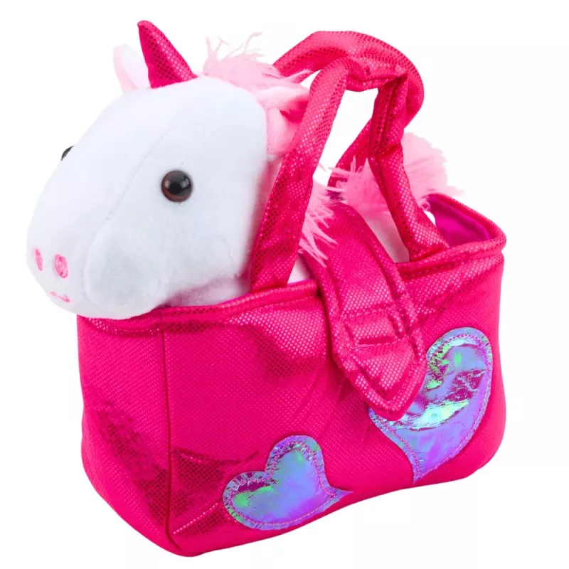LEAN TOYS Plüschtier Einhorn im Beutel, Weiß, 25 cm