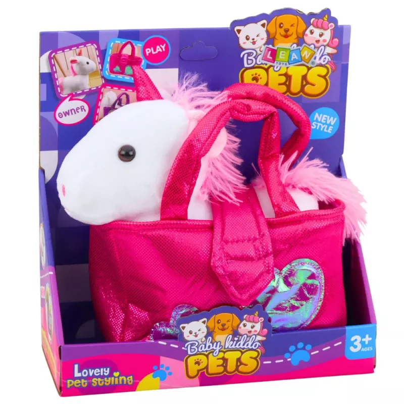 LEAN TOYS Plüschtier Einhorn im Beutel, Weiß, 25 cm
