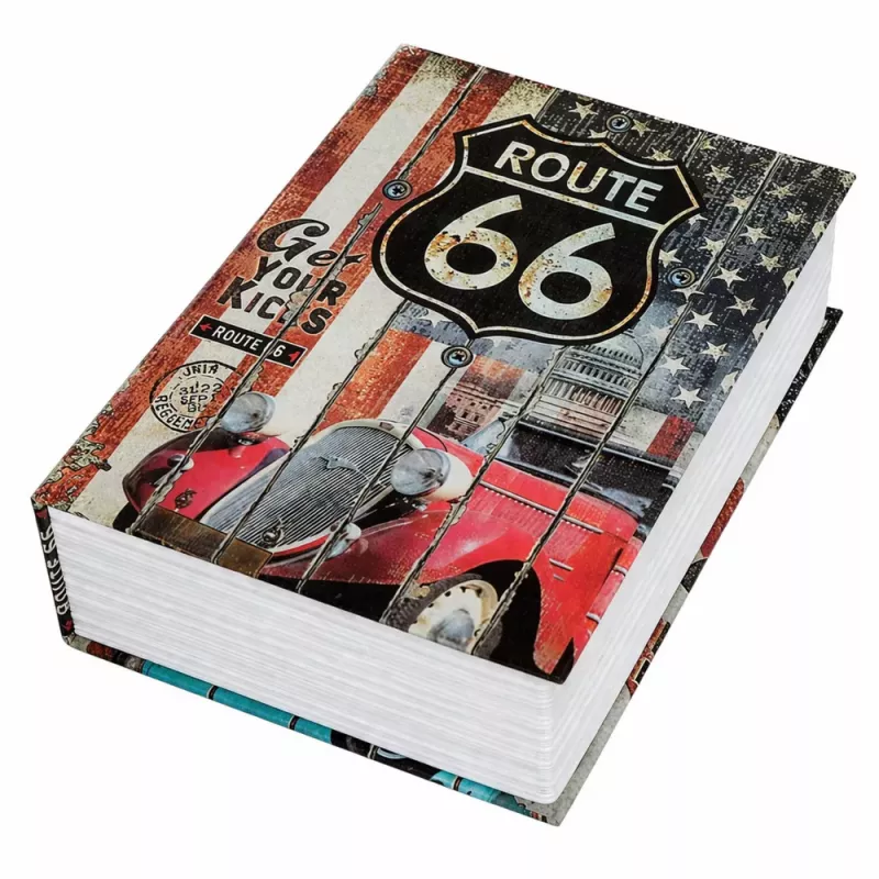 LEAN TOYS Buch-Tresor mit Schlüssel Kleine Geldkassette Route 66