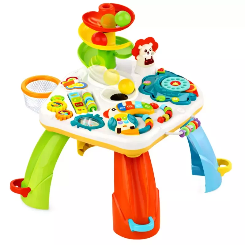 LEAN TOYS Lerntisch Interaktives Klavier Rutsche für Bälle Bewegliches El.