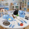 LEAN TOYS Küchenutensilien-Set Töpfe Pfanne Kessel Zubehör Blau 32-teilig
