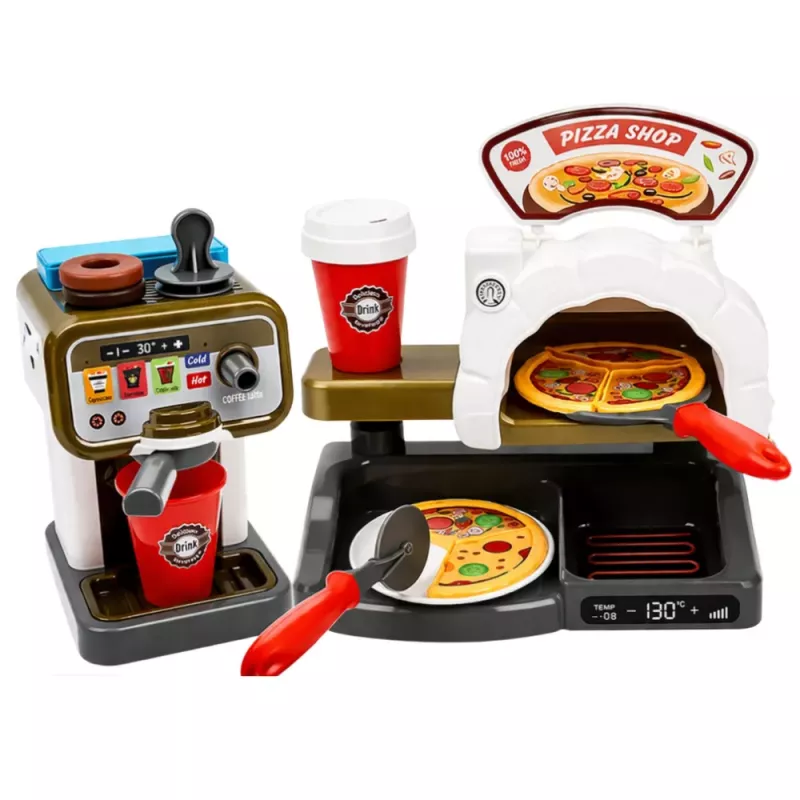 LEAN TOYS Pizzeria Set Pizzaofen Kaffeemaschine Zubehör Shop