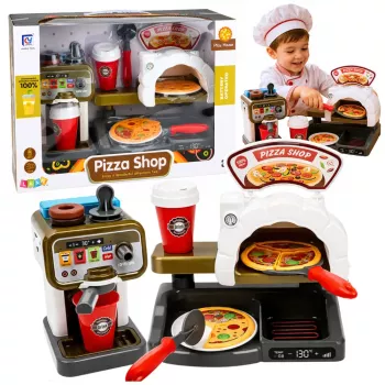 LEAN TOYS Pizzeria Set Pizzaofen Kaffeemaschine Zubehör Shop