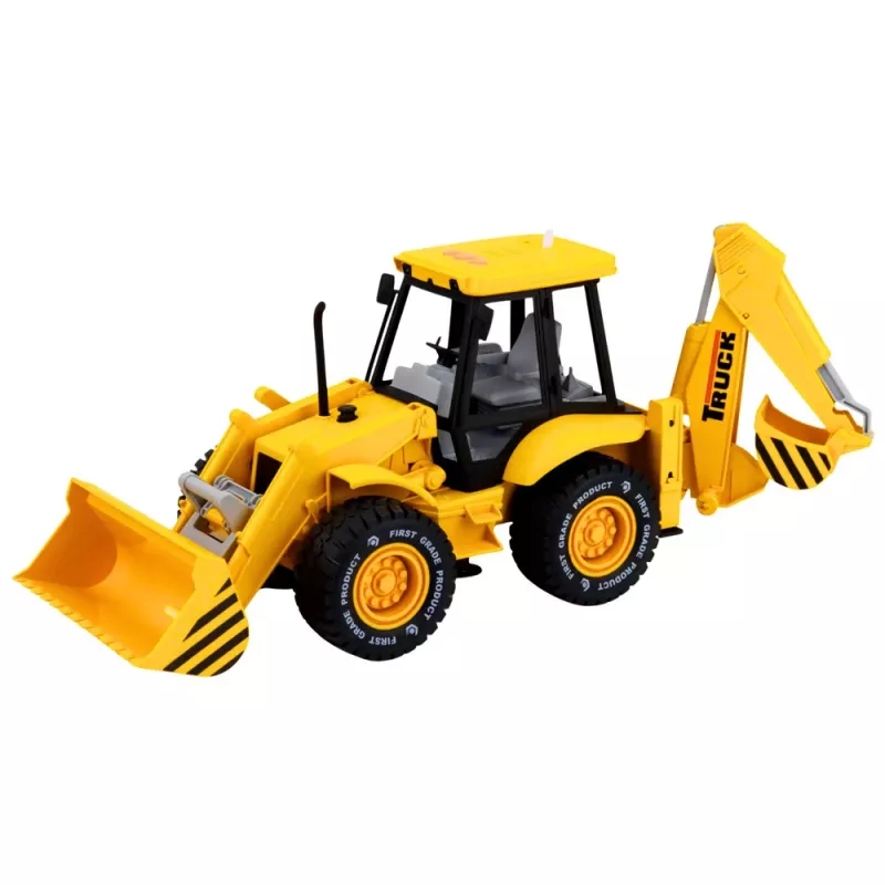 LEAN TOYS Baumaschinen Bagger Lader Bulldozer mit Antrieb, Lichtern, Geräuschen - Gelb