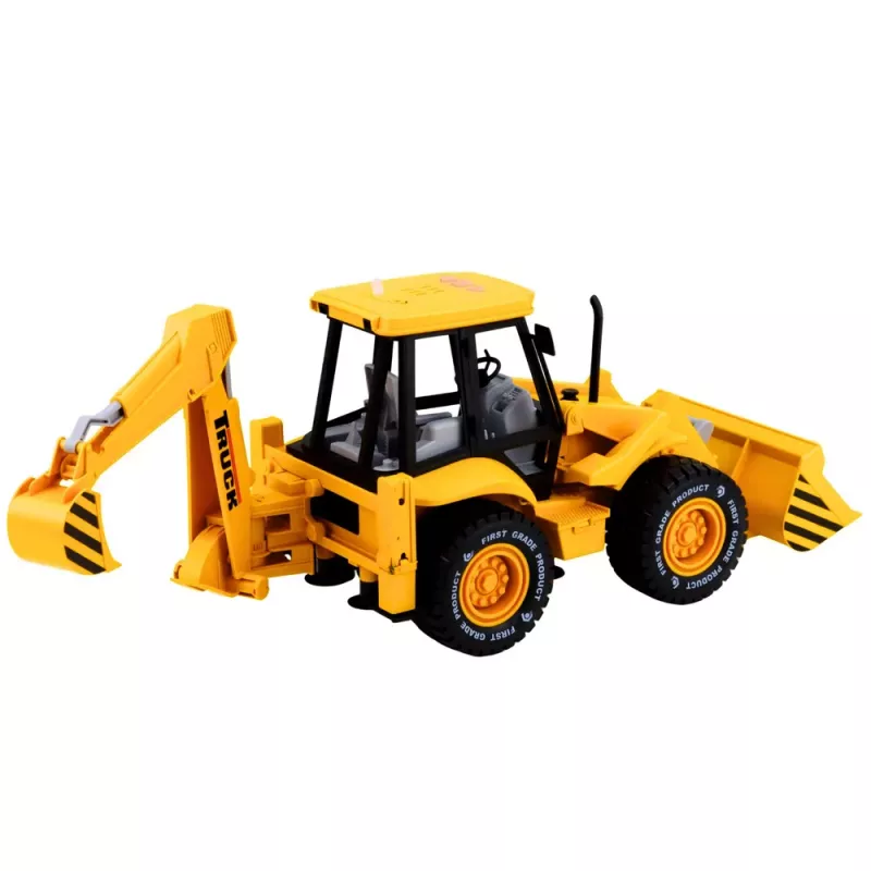 LEAN TOYS Baumaschinen Bagger Lader Bulldozer mit Antrieb, Lichtern, Geräuschen - Gelb